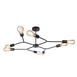 Lingkai Industrial Ceiling Chandelier Metal Art Semi Flush Mount Ceiling Light Fixture Retro 8-L ...