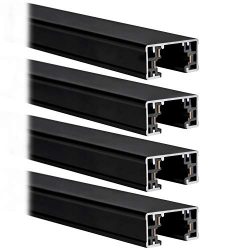 Hyperikon 4 Foot Lighting Section, Single Circuit, H Track Rail, 3-Wire, Black, 4 Pack