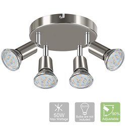 Modern Round 4-Light Track Lighting Fixtures, 4 Way GU10 Ceiling Spotlight (ø180mm), Flexibly Ro ...