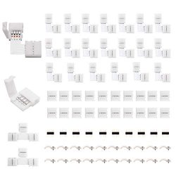 5050 4Pin RGB LED Strip Connector Kit – LED Connector Kit includes 20x L Shape Connectors, ...