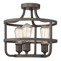 Zeyu Semi Flush Mount Lighting, 15 Inch Farmhouse Close to Flush Ceiling Light Fixture 3-Light,  ...