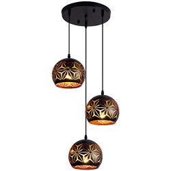 Black Pendant Lighting Industrial Hanging Lamp Adjustable Light Fixture with Snowflake Pattern C ...