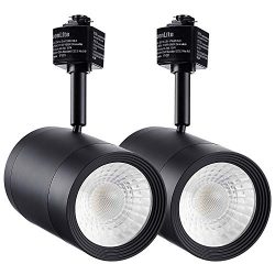 LEONLITE 2-Pack 17.5W (85W Eqv.) Integrated CRI90+ LED Black Track Light Head, Dimmable 38° Spot ...