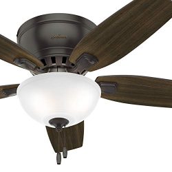 Hunter Fan 46 inch Low Profile Noble Bronze Indoor Ceiling Fan with Light Kit (Renewed)