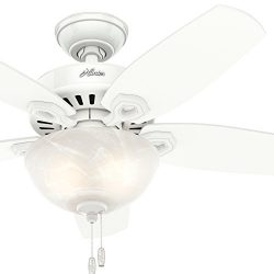 Hunter Fan 42 inch Small Room Ceiling Fan in Snow White with Bowl Light Kit (Renewed) (Snow White)