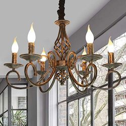 Ganeed Rustic Chandeliers,6 Lights Rustic French Country Chandelier,Metal in Antique Bronze Pend ...