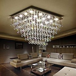 Saint Mossi Modern K9 Crystal Raindrop Chandelier Lighting Flush Mount LED Ceiling Light Fixture ...