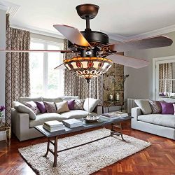 Andersonlight 52-Inch Ceiling Fan with Five Brazilian Cherry/Harvest Mahogany Blades and Tiffany ...