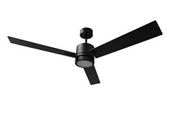 52″ 3-Blade Matte Black Ceiling Fan With Matte Black Blades, 15W- 3000K LED Integrated Lig ...