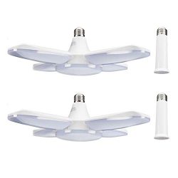 LED Garage Light 2 Pack 60W E26 6000LM Deformable LED Garage Ceiling Lights 6500K Daylight White ...