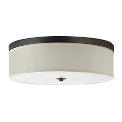 Occhio 20.5″ Flush Mount Ceiling Light – Bronze w/a Sandstone Fabric Shade – L ...