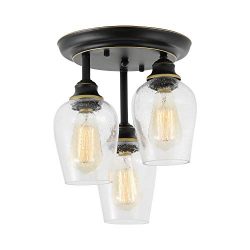 Ceiling Lights Fixtures, HMVPL Semi Flush Mount Kitchen Close to Ceiling Lamp, Farmhouse Edison  ...