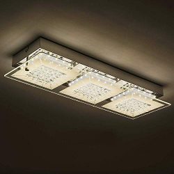 LED Ceiling Light Fixture With 3-Light,Minimalist Glass Flush Mount Lamp Auffel Morden Dimmable  ...