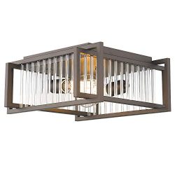 Zeyu Flush Mount Ceiling Light, 2-Light Farmhouse Close to Ceiling Light Fixture 11 Inch, Oil Ru ...