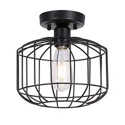 HMVPL Iron Close to Ceiling Lamp, Industrial Semi Flush Mount Pendant Light Fixtures for Kitchen ...