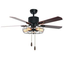 Tropicalfan Vintage Cage Ceiling Fan With Lights Remote Control Indoor Living Room Study Industr ...