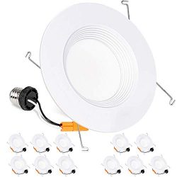 Hykolity 12 Pack 5/6 Inch LED Recessed Downlight Dimmable, Baffle Trim, CRI90, 12W=100W, 1000lm, ...