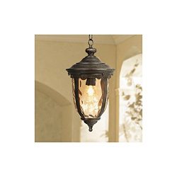 Bellagio Rustic Outdoor Ceiling Light Bronze 18″ Hammered Glass for Exterior Entryway Porc ...