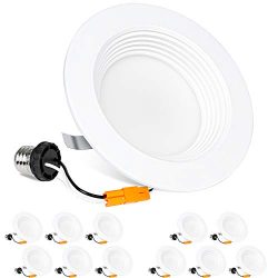 Hykolity 12 Pack 4 Inch LED Recessed Downlight Dimmable, Baffle Trim, CRI90, 9W=65W, 600lm, 4000 ...