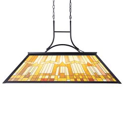 Wellmet 3-Light Billiard Light with Tiffany-Style Printed Shade, Pool Table Light Suitable for G ...