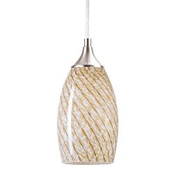 NALATI 1-Light Pendant Light Art Glass Hanging Light with Brushed Nickel Finish for Kitchen Isla ...