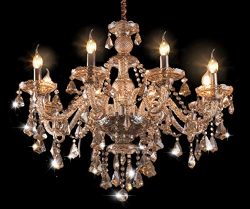 Cognac 8 Lights Modern Luxurious K9 Crystal Chandelier,Candle Pendant Lamp Ceiling Living Room L ...