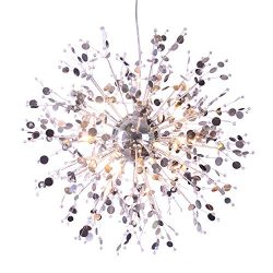 GDNS 12 Pcs Lights Chandeliers Firework LED Light Stainless Steel Crystal Pendant Lighting Ceili ...