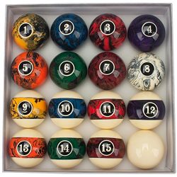 GSE Games & Sports Expert 2 1/4-Inch Professional Regulation Size Marble Swirl Style Billiar ...