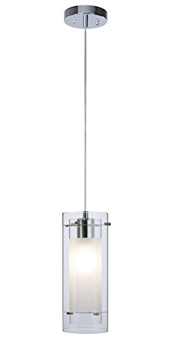 Pendant Lighting Contemporary 1 Light Pendant Hanging Light with Clear and Frost Glass in Chrome ...