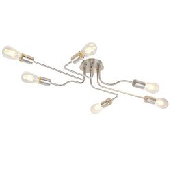 VINLUZ 6 Lights Semi Flush Mount Ceiling Light Modern Metal Art Sputnik Chandelier Lighting Brus ...