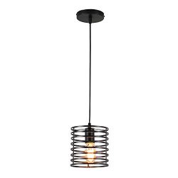 Round Black Cage Mini Pendant Light,Modern Industrial Edison Style Hanging Lighting Fixture for  ...