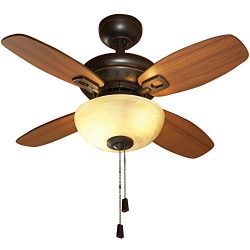 Laralyn 32-in Dark Oil-Rubbed Bronze Downrod or Close Mount Indoor Ceiling Fan with Light Kit (4 ...