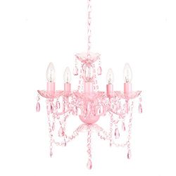 Tadpoles Vintage-Style Chandelier, Crystal Chandelier Lighting, 5-Bulb, Pink Sapphire