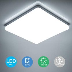 Combuh Ceiling Light 48W 12 Inch Square Flush Mount LED Close to Ceiling Lamp Fixture Daylight W ...