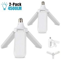 LED Garage Lights, 2 Pack Deformable Triple Glow 4500LM Garage Light 45W Fan Blade Light Bulb Ad ...