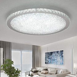 Ladiqi Crystal Round LED Flush Mount Ceiling Light Luxury Modern Close to Ceiling Light Indoor C ...