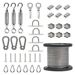 Byshun Outdoor Light Hanging Kit,Globe String Light Suspension Kit,164ft Stainless Steel Cable L ...