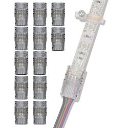 GRIVER 4 Pin LED Connector for Waterproof 5050 LED Strip Light- Strip to Wire Quick Connection ( ...