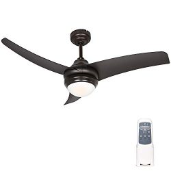 Hykolity 42 Inch Indoor Matte Black Ceiling Fan with Dimmable Light Kit and Remote Control, Life ...