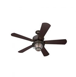 Merrimack 52-in Antique Bronze Downrod Mount Indoor/Outdoor Ceiling Fan with Light Kit and Remot ...