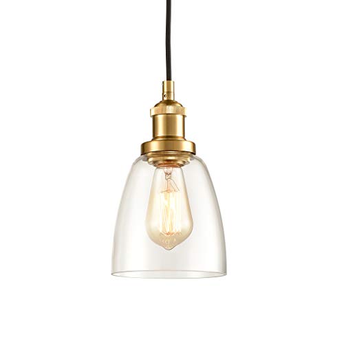 CLAXY Glass Pendant Lighting Antique Brass Mini Kitchen Island Haning Light Fixture