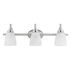 Globe Electric 50783 Diana 3-Light Exclusive Vanity Light, Satin Nickel Finish, Alabaster Glass  ...