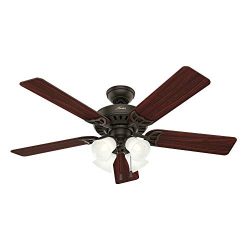 Hunter Indoor Ceiling Fan, with pull chain control – Studio Series 52 inch, New Bronze, 53067