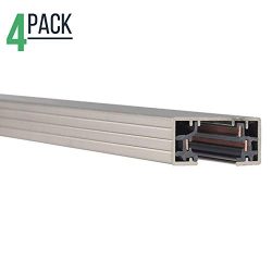 Track Lighting Section, 4ft H Track Rail, White Single Circuit 3-Wire Track Rail (Pack of 4) (Sa ...