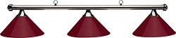 Hj Scott Billiard Table Light with Gunmetal Bar and 3 Burgundy Painted Metal Shades, 55-Inch