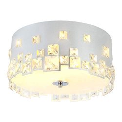 AI-LIGHTING Chandelier Flush Mount Ceiling Light Crystal Metal Shade Farmhouse Bedroom Living Ro ...