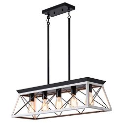 XIPUDA 5-Light Linear Pendant Light Fixture Kitchen Island Lighting Industrial Metal Farmhouse C ...