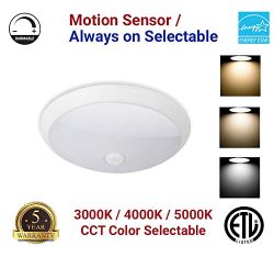 Motion Sensor LED Ceiling Light 18W 1400LM Flush Mount Round Lighting Fixture Indoor/Outdoor, St ...