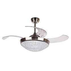 Ceiling Fans with LED Lights 46 Inch Ceiling Fan with Remote Crystal Chandelier Fans with Retrac ...