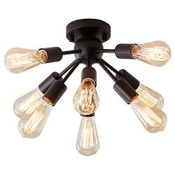 Mount Sputnik Ceiling Light with 8 Lights, Modern Antique Black Sputnik Industrial Ceiling Lamp  ...